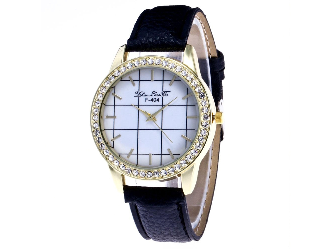 Reloj De Pulsera Casual De Cuarzo Para Mujer Zhoulianfa Con Diamantes De Imitación Y Esfera Redonda Negra.