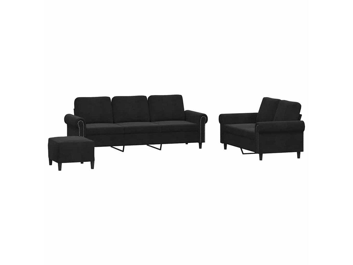 Maison Exclusive - Juego De Sofás Con Cojines 3 Piezas Terciopelo Negro
