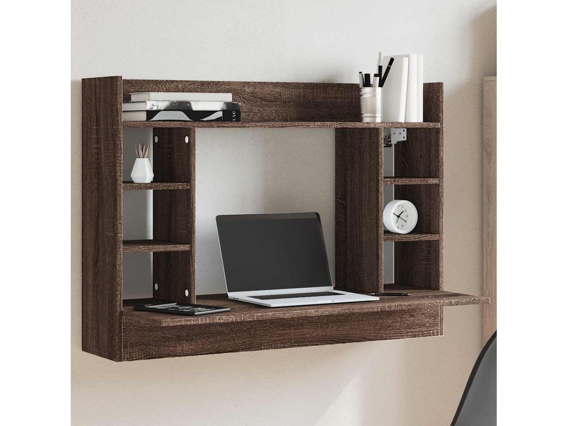 Escritorio | Mesa | Escritorio de pared fabricado en madera de roble marrón