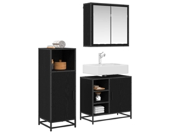 Conjunto de muebles de baño con puerta, 3 piezas, roble negro, MAISON EXCLUSIVE