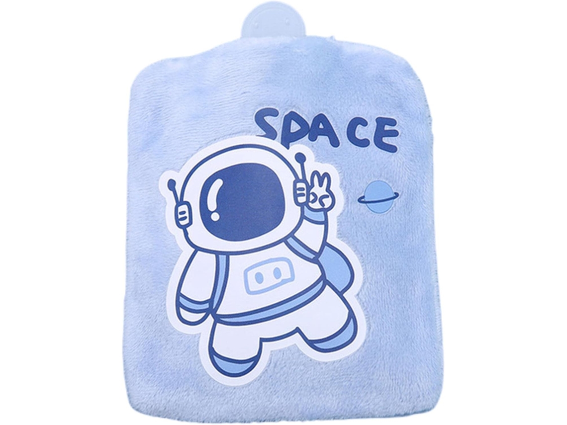 Bolsa de agua caliente de 1000 ml con forro de felpa sintética y calentador de manos con tapa gris.