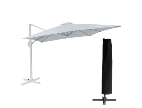 Sombrilla Excéntrica Molokai Rectangular 3X4M Blanco Funda HAPPY GARDEN