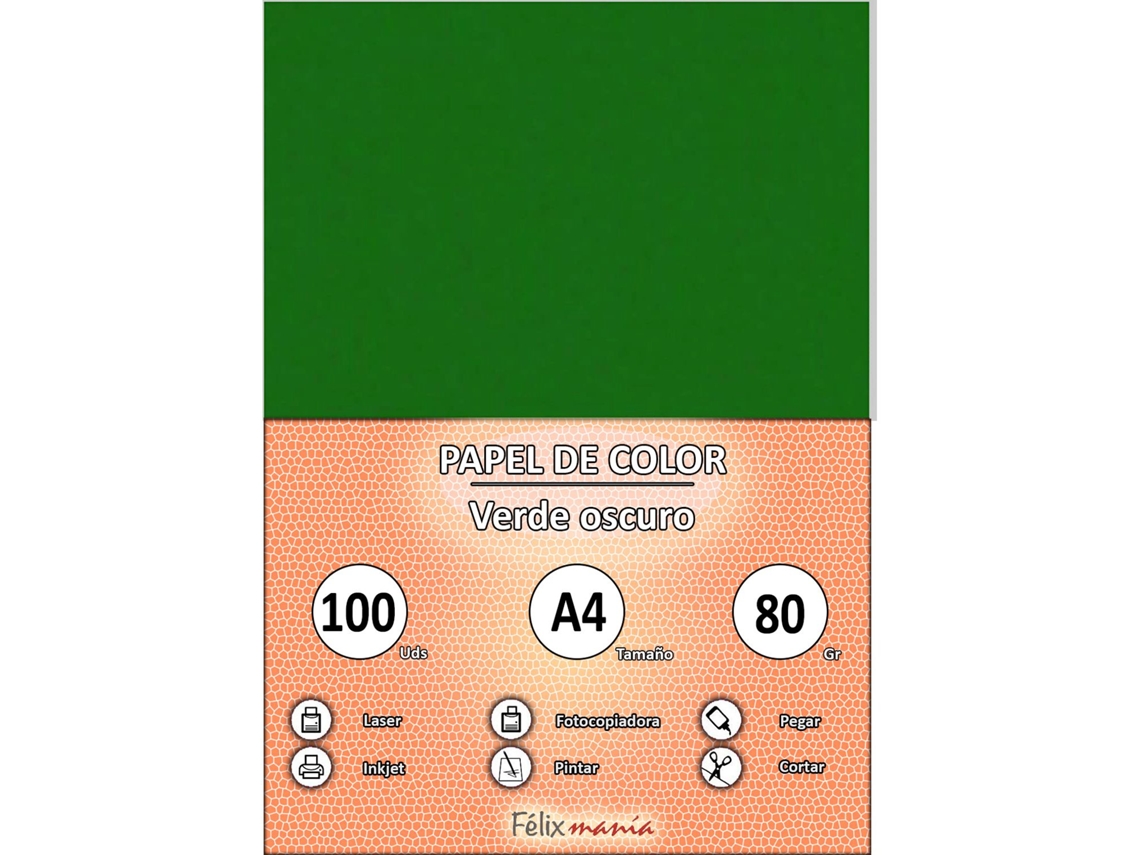 80Gr A4 Papel Verde Oscuro 100 Hojas