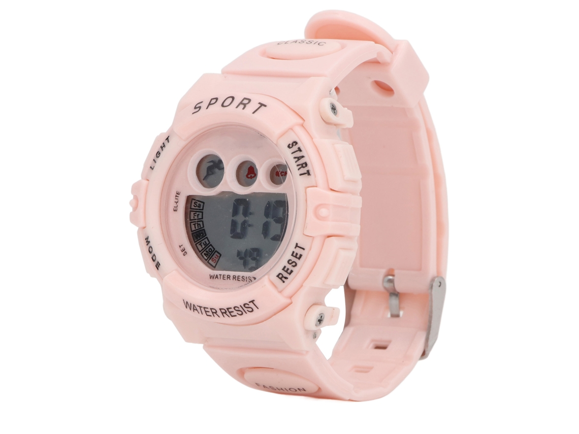 Reloj Deportivo Digital Led Rosa Para Niños, Resistente Al Agua
