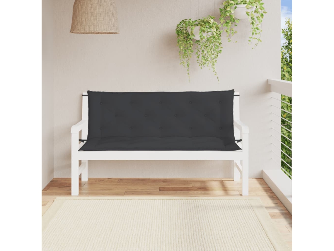 Cojines para banco de jardín, 2 unidades, 150x50x7cm, tela Oxford negra HARLANV1