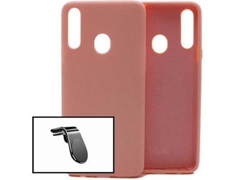 Carcasa + Soporte Magnético L Safe Driving Samsung Galaxy A20s PHONECARE Silicona Liquida Rosa