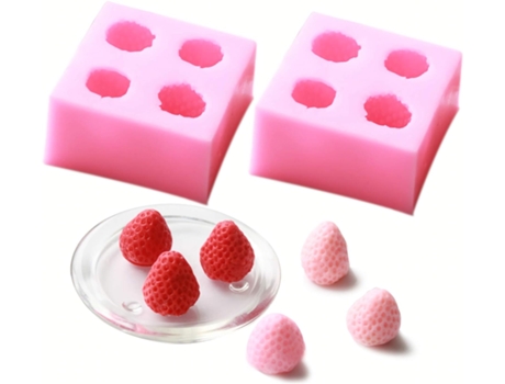 Molde para velas de aromaterapia de frutas de 4 cavidades DIY, fresa