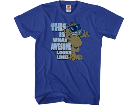 Camisetas Unisex DEEPSTONE This Is What Awesome Looks Like Garfield Azul real (M)
