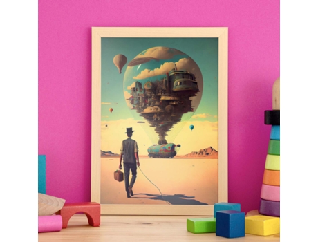 NACNIC Poster Centro De La Ciudad En Estilo Surrealismo Cinematográfico Ilustraciones Y Grabados De Historieta Abstracta Y Artística A3
