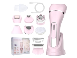 Afeitadora multifuncional rosa 227 para mujer, depilación corporal completa, carga USB Chennnls (7 en 1 con base)