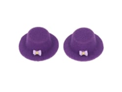 2pcs Chapéu De Festa Miniatura 1/12 Com Laço Para Boneca Acessório De Casinha De Bonecas Roxo