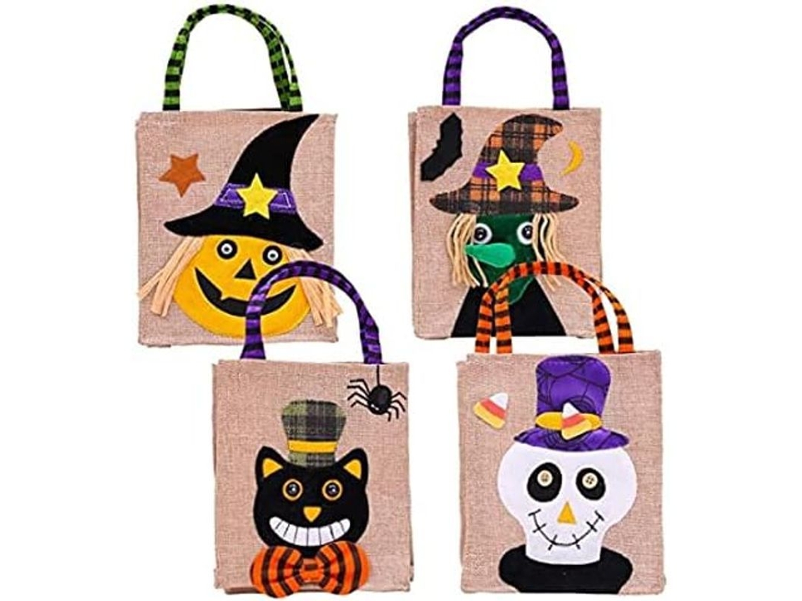 4 Bolsas Para Dulces De Halloween, Bolsas Reutilizables De Tela No Tejida Para Halloween.