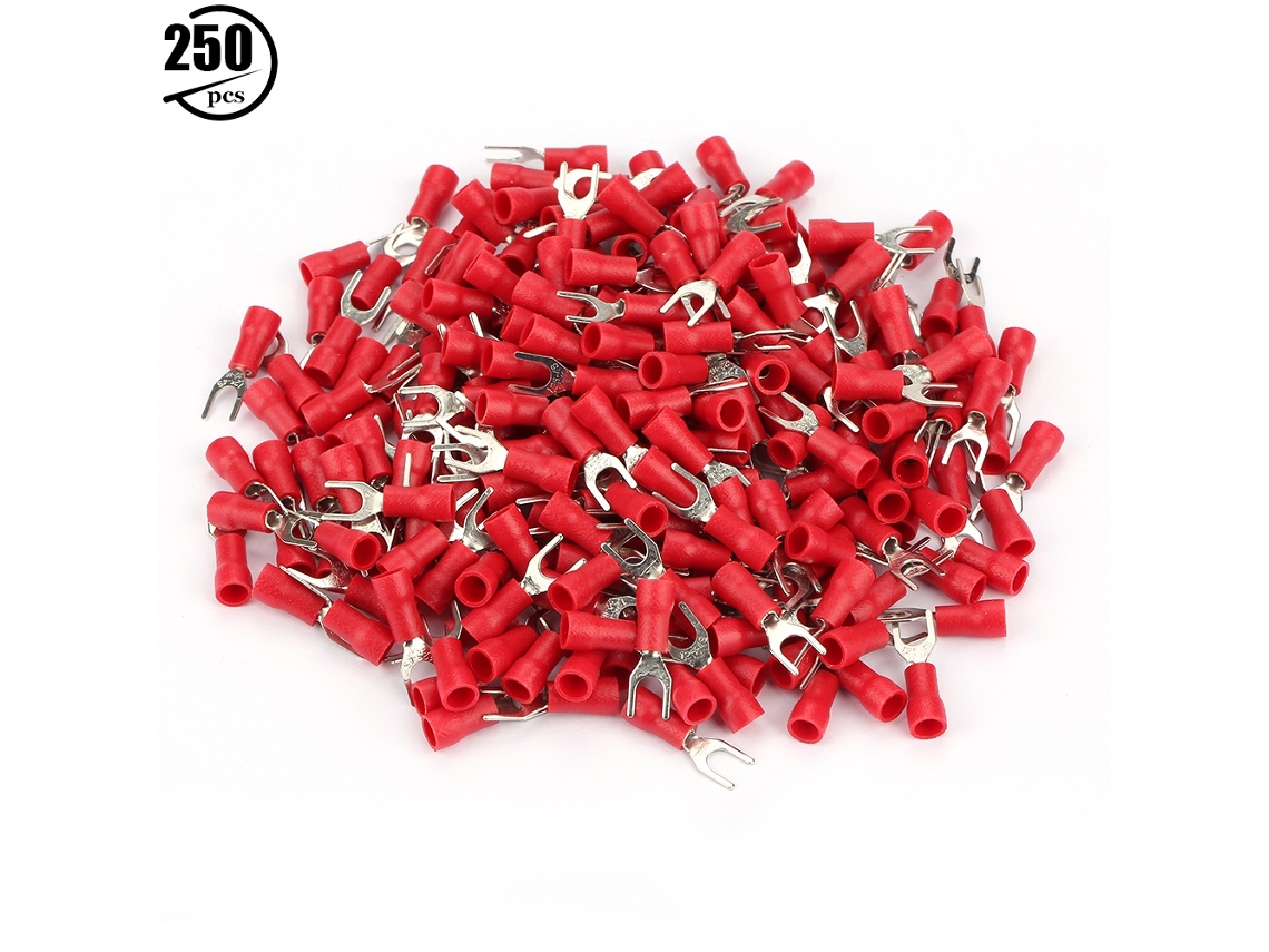 2026velora-250pcs Conectores De Cable Aislados Terminales De Engranaje Para Crimpar Rojo