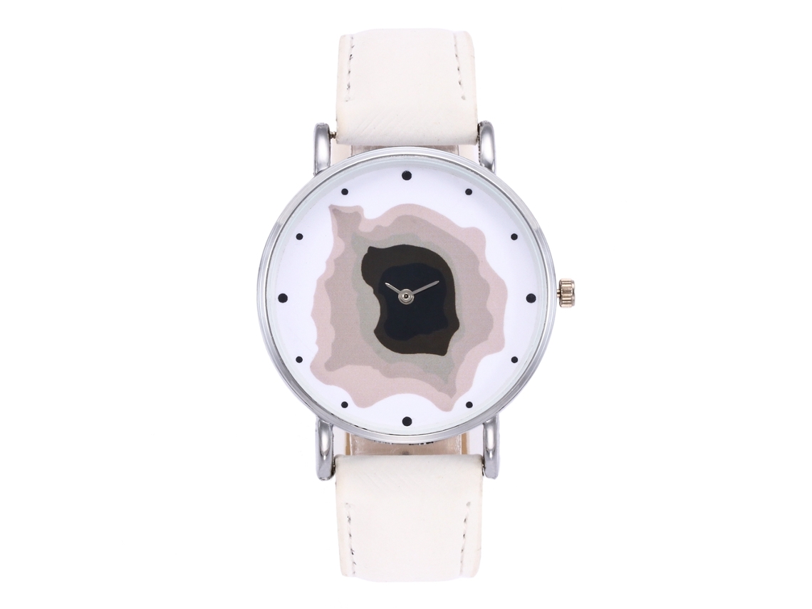 Reloj De Pulsera Unisex De Cuarzo Zhoulianfa, Correa Vaquera, Esfera Redonda, Blanco Informal.