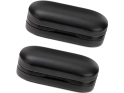 Estuche Mediano Negro De Doble Capa Para Gafas Con Espejo, Juego De 2 Cajas Rígidas De Piel Sintética Y Metal.