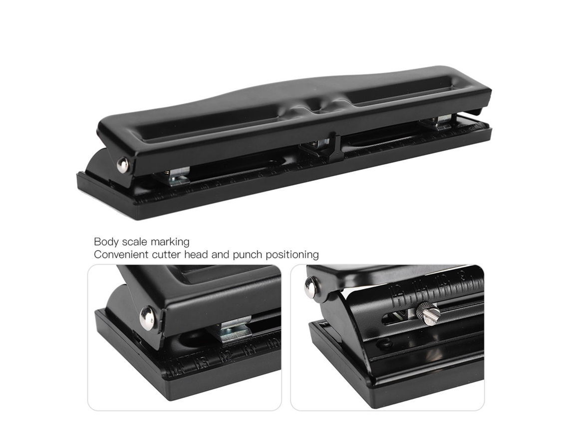 Perforadora Ajustable De 3 Agujeros Para Oficina Y Hogar, 10 Hojas, Negra, Manual