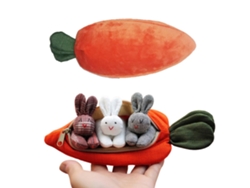 Monedero 3d Con Forma De Zanahoria Y 3 Conejitos Adorables: Regalo De Pascua Para Niños Y Adultos.