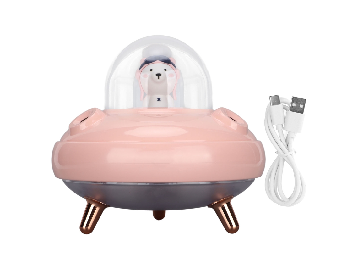 Mini Humidificador Ovni, Bonito, 400 Ml, Doble Boquilla, Nebulizador Portátil De Aire Frío, Rosa.