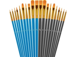 Pinceles de artista con mango de plástico y cerdas de nailon para pintar sobre lienzo, miniaturas y piedra - Digitallab (20 unidades/azul y negro)