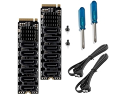 Lote De 2 Tarjetas De Expansión M.2 Mkey Pcie Nvme A Sata3.0, 6 Puertos X6 Gbps, Compatible Con Función Pm.