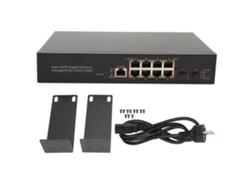 Conmutador PoE Gigabit de 8 puertos, 4 puertos PoE de 1000 Mbps, 1 puerto Gigabit de enlace ascendente, 1 puerto de consola, 2 ranuras SFP, conmutador Ethernet de 1000 Mbps, enchufe europeo