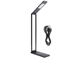 Lámpara de oficina LED regulable 2026 en aleación de aluminio con puerto de carga USB.