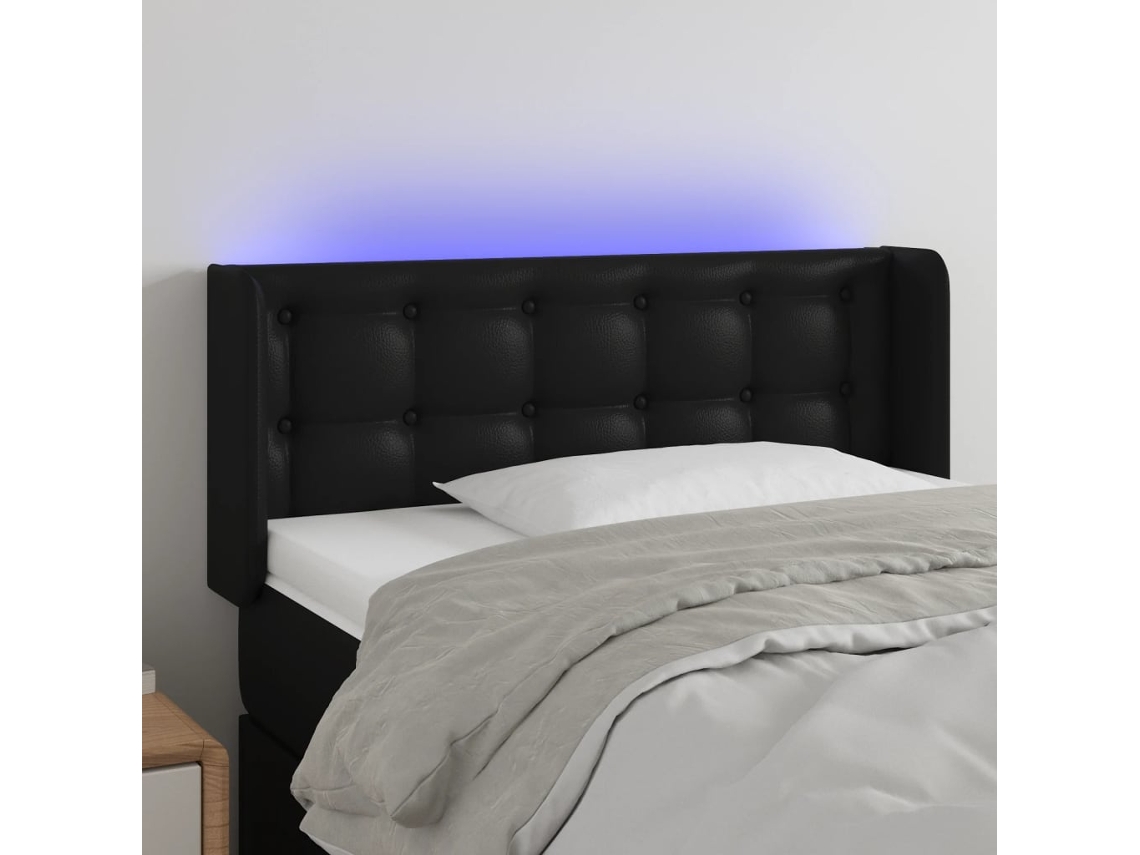 Cabecero Con Led Cuero Sintético Negro 103x16x78/88 Cm
