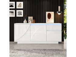 Aparador 140x40x60 Cm - 3 Puertas, 1 Cajón, Con Led Y Estantes Ajustables - Blanco