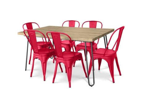 Pack Mesa Comedor Diseño Industrial 150Cm Pack 6 Sillas Comedor Diseño Industrial Hairpin Stylix TOLIX STYLE
