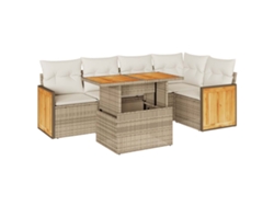 Conjunto 6 sofás jardín y cojines VIDAXL ratán sintético acacia beige