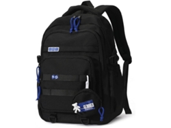 Mochila Escolar Impermeable Ligera Gran Capacidad, Moderna Para Colegio Viaje, Negra
