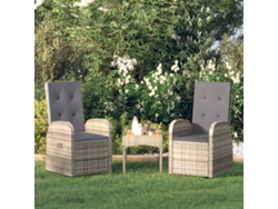 Sillas de jardín reclinables de 2 piezas DKD Home Decor con cojines de mimbre gris