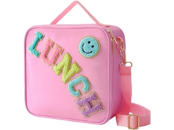 Bolsa Térmica Grande De Nailon (rosa) Con Estampado De Cara Sonriente Y Correa Ajustable Para El Hombro.