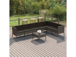 Conjunto de jardín de 8 piezas con cojines en mimbre gris, DKD Home Decor