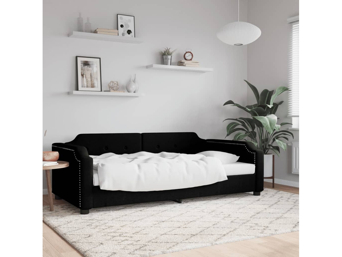 Sofá Cama Sin Colchón Tela Negro 90x200 Cm