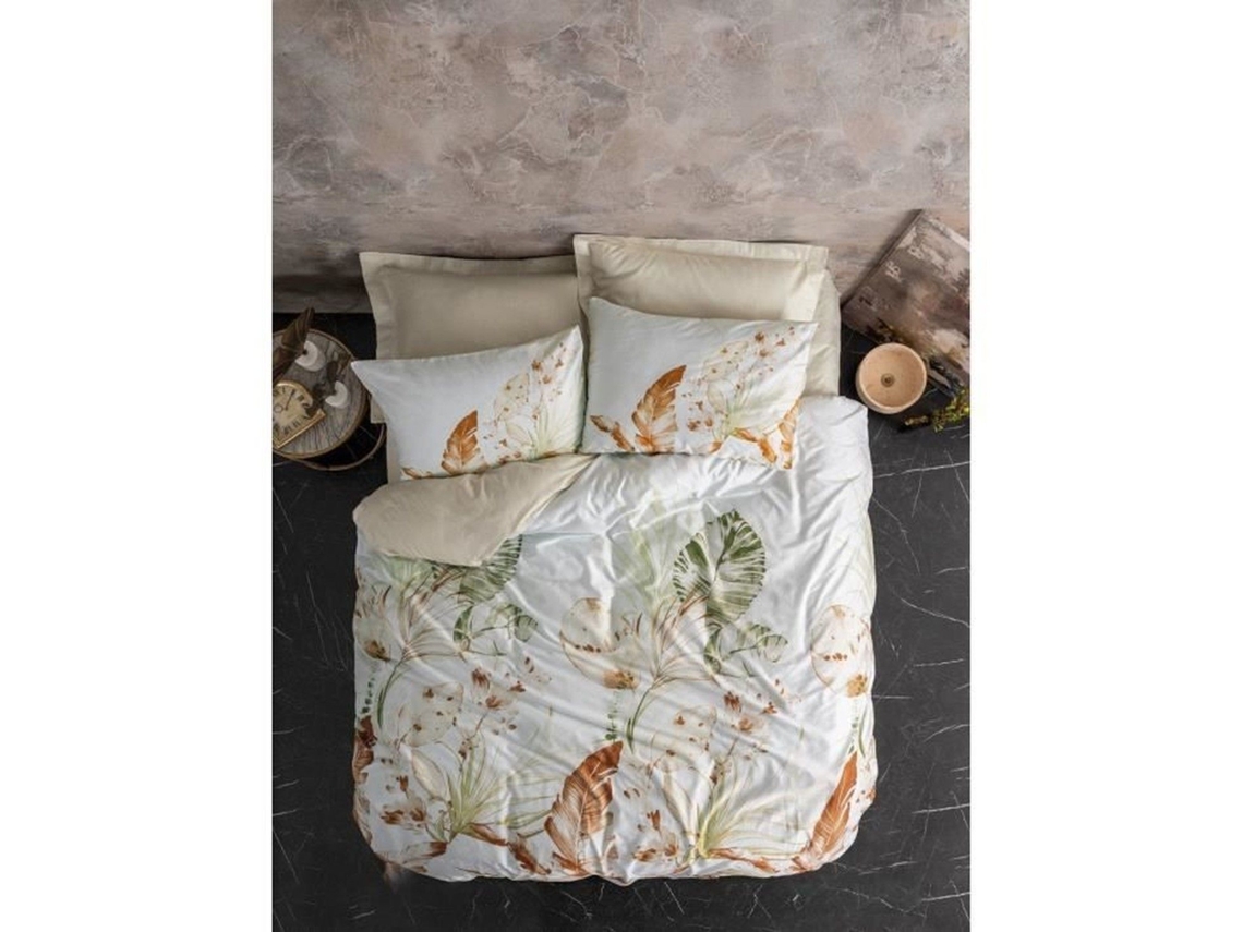 Juego De Cama - Funda Nórdica 220 X 240 Cm + 2 Fundas De Almohada 60 X 60 Cm - Satén De Algodón - Beige