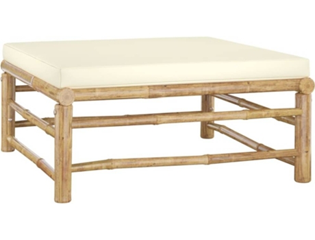 Conjunto 6 de muebles de jardín VIDAXL bambú y cojines blanco crema