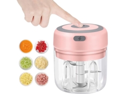 Molinillo de ajo eléctrico de 250 ml, recargable por USB, para ajo, jengibre, pimienta y verduras, color rosa