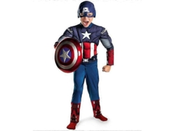 2026-traje De Cosplay De Capitán América Para Niño Avengers Para Halloween Ropa Y Gorro Longitud De La Prenda L 120cm