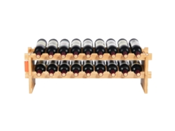 Botellero modular apilable de 2 niveles Succebuy para 18 botellas, de madera de bambú natural