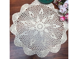 Rebe-mantel Redondo De Encaje A Crochet De Algodón Puro, Beige, 40 Cm Para Mesa Y Decoración Hogar