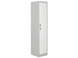 Armario Beliani Athlete de metal de una puerta, gris/blanco