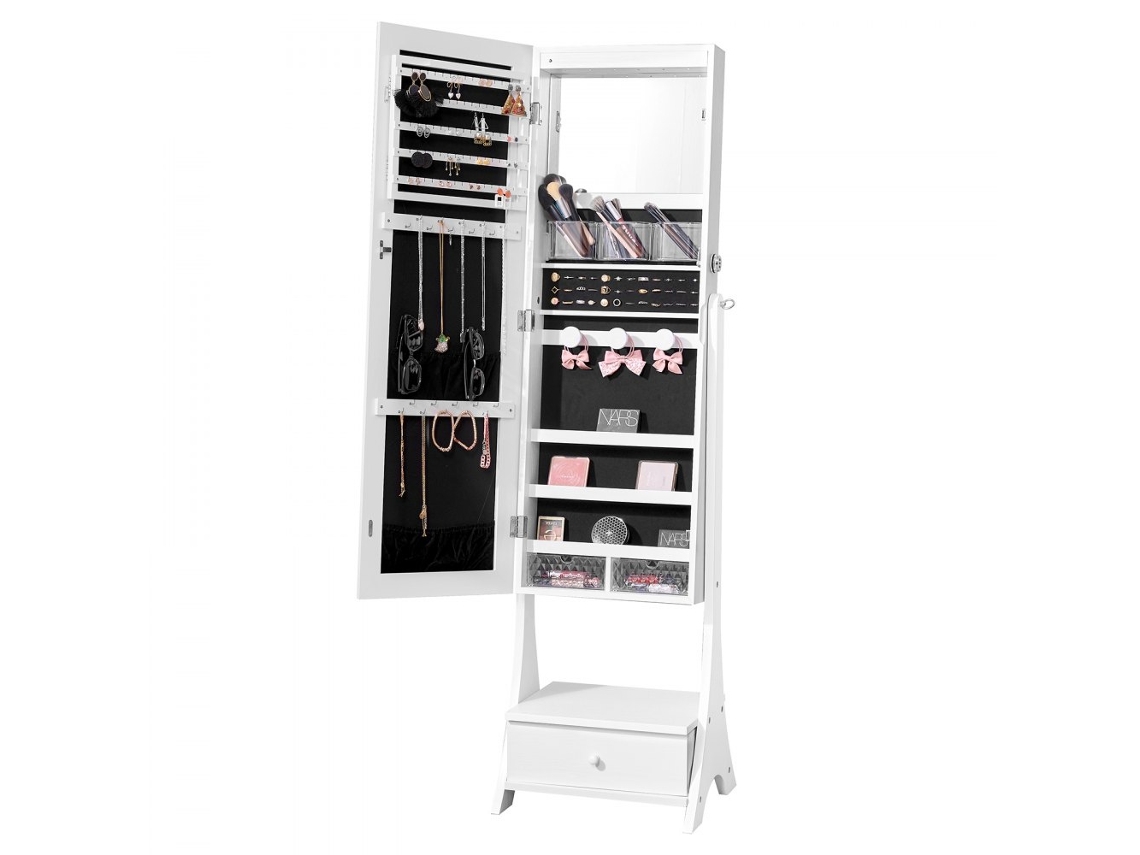 Espejo de tocador con almacenamiento, organizador de joyas con LED y mueble con cajones Tekmaquinas