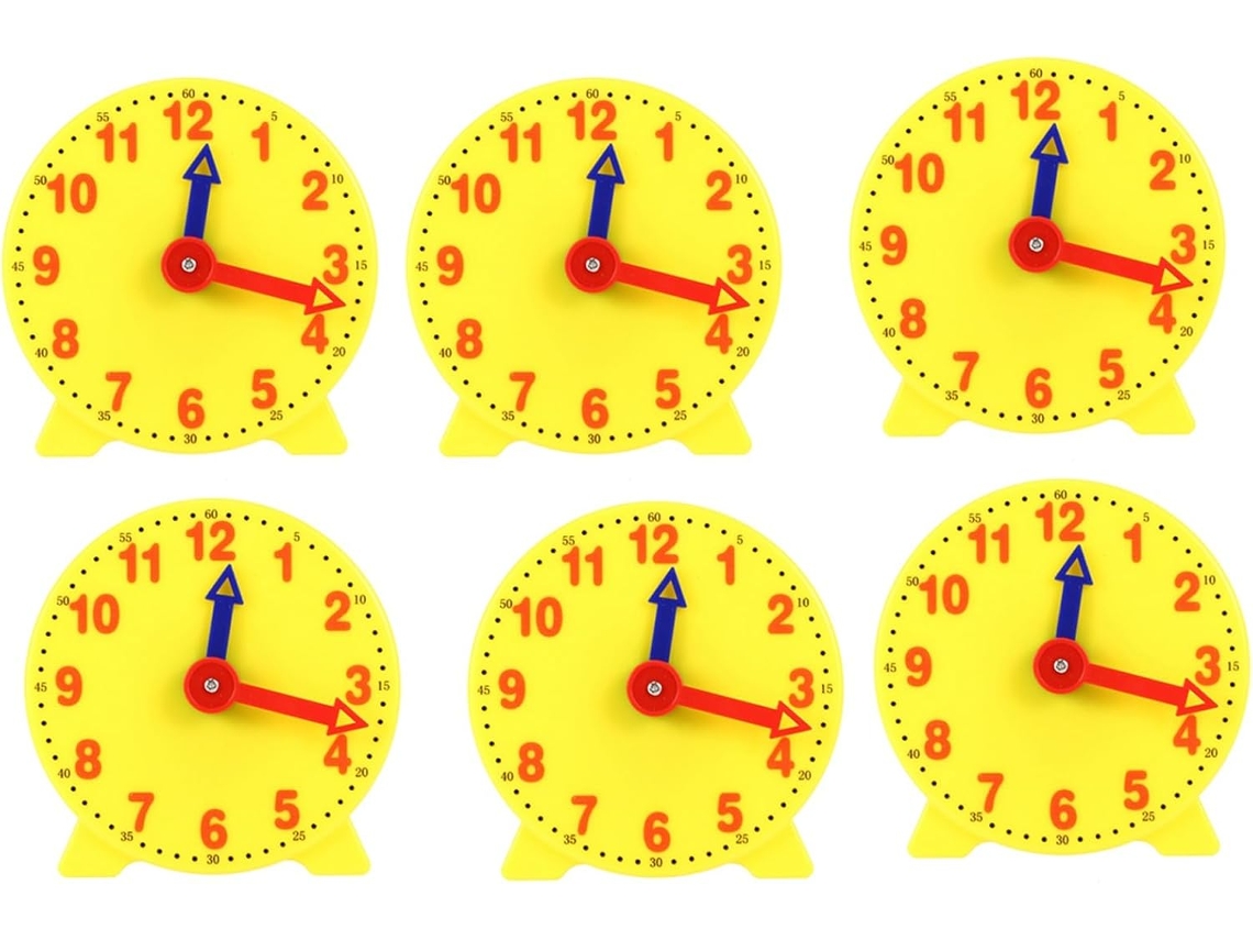 Reloj De Aprendizaje Para Estudiantes De 6 Piezas Y 4 Pulgadas, Modelo Para Maestros, 12/24