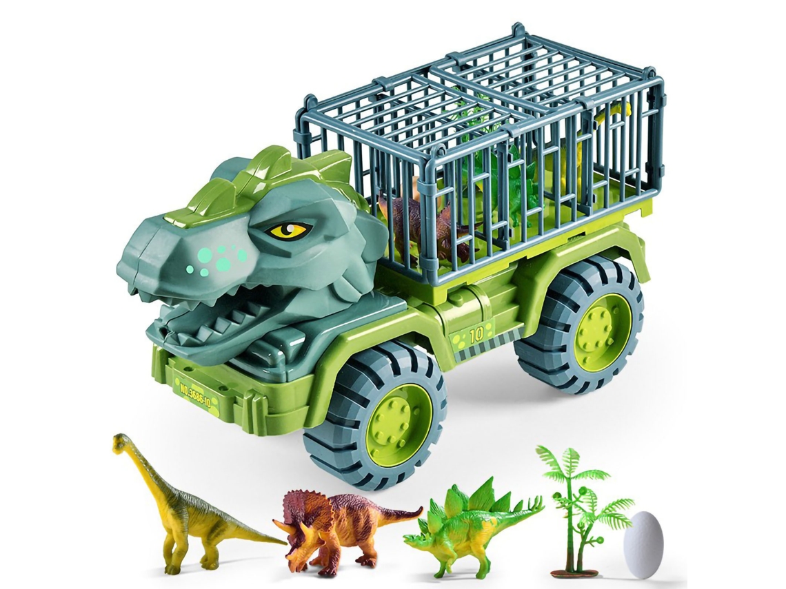 Camión De Dinosaurios Con 3 Dinosaurios, 1 Huevo Y 1 Árbol, Juguete Resistente A Caídas Con Puerta Móvil Para Niños