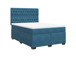 Maison Exclusive - Cama Box Spring Con Colchón Terciopelo Azul 140x200 Cm