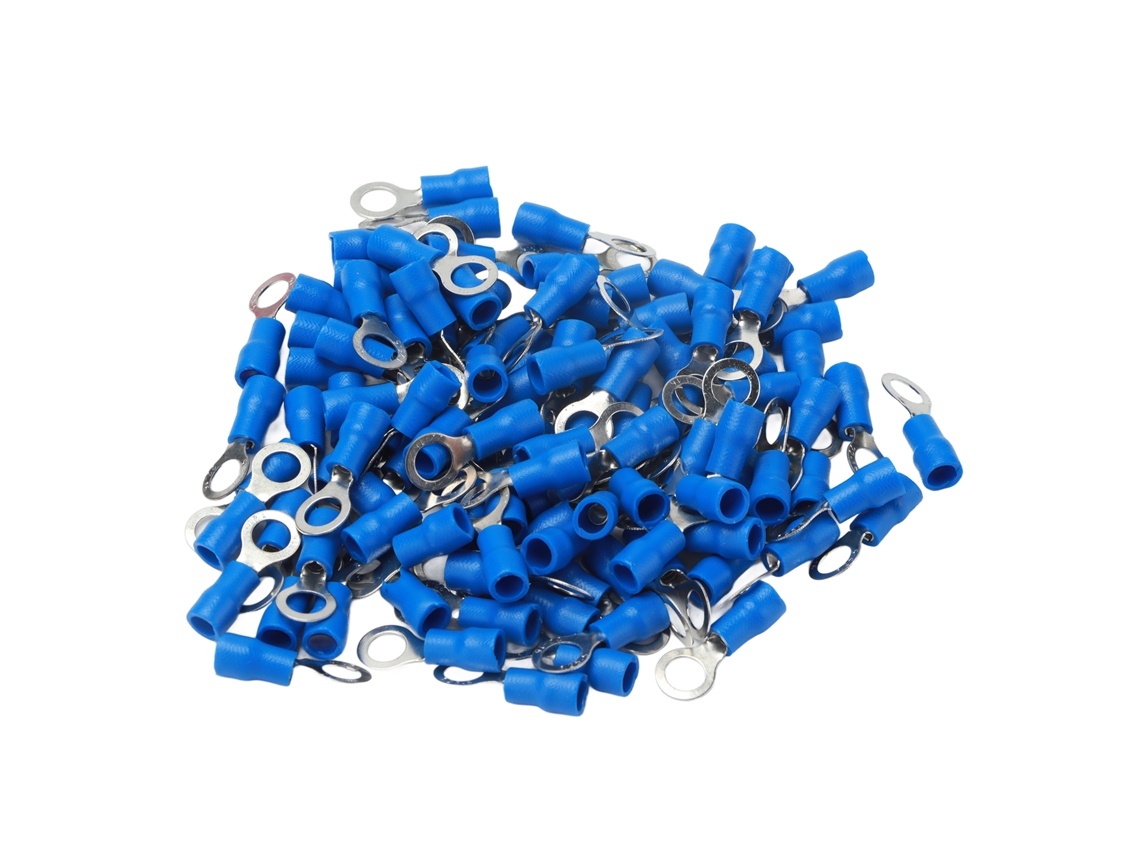 2026velora-100 Terminales Anillados Preaislados De Cobre Pvc Conector De Cable Para Maquinaria Awg 22-16rv1.25-5 Azul