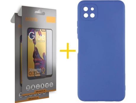 Carcasa + 2 Protectores de Pantalla para Oppo A73 5G ACCETEL Azul