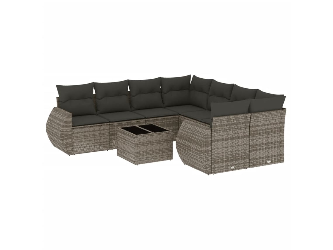 Maison Exclusive - Conjunto De Sofá De Jardín De 9 Piezas Con Cojines, Poliratán Gris