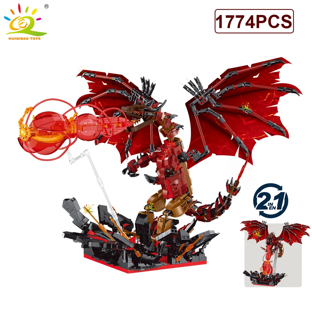 (con Luces) Moc Dragon Model Building Block Toy